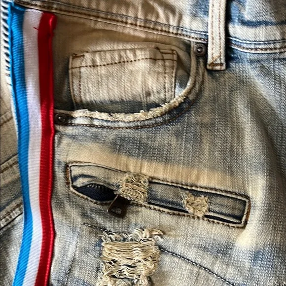 Gray Skinny Jeans with Red Accents - Picture 8 of 9